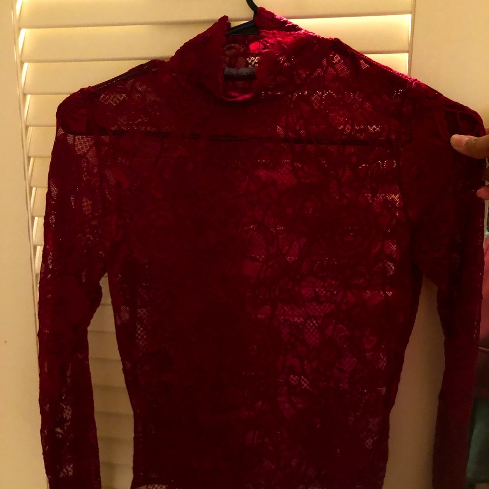 Lace turtleneck bodysuit
